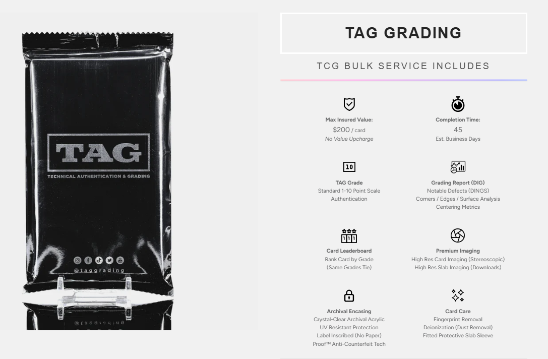 TAG Grading Submission - TCG Bulk Value Tier