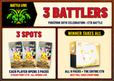 30th Celebration Elite Trainer Box Battle - 3 spots, each opens 3 packs, WINNER TAKES ALL: best pull wins all 9 packs and the entire ETB